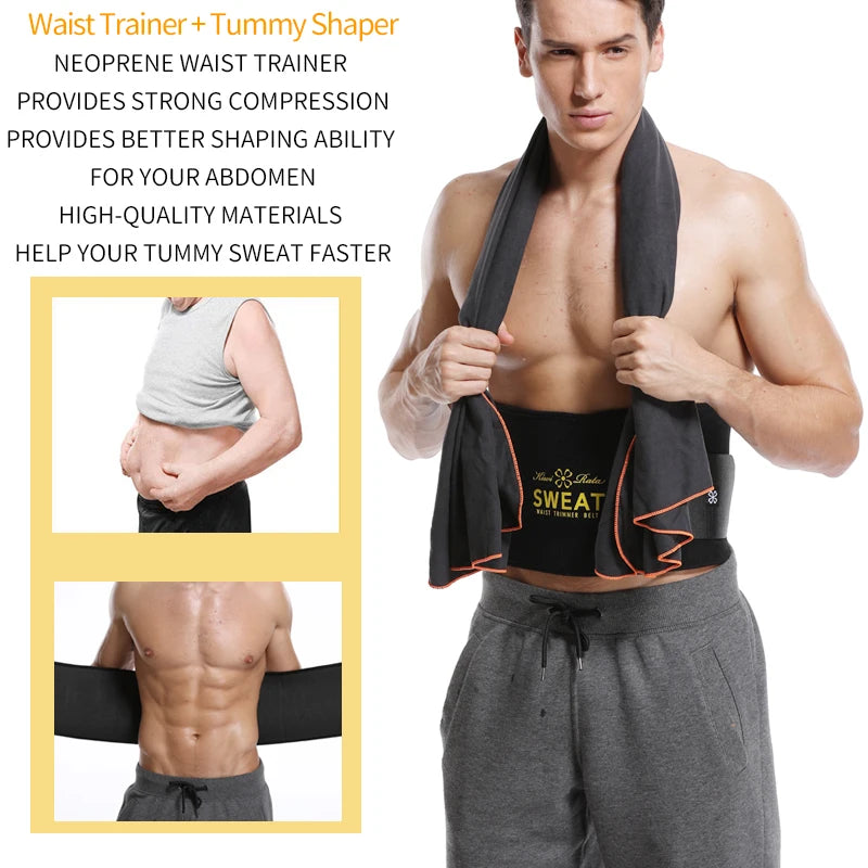 Men Waist Trainer Belly Shapers Slimming Belt Abdominal Promote Sweat Body Shaper Weight Loss Shapewear Trimmer Girdle Shapewear