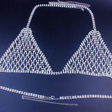 Stonefans Mesh Crystal Bralette Underwear Sexy Jewelry for Women Bling Rhinestone Body Chain Bra Harness Waist Jewellery Party