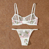 Flower Lace Bra New Floral Sleepwear Sexy Fashion Bra New Sexy Fashion G-String Thong Sleepwear Flower Sets Ropa Interior Mujer