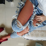 fashion red medium grid women high waist stocking fishnet club tights panty knitting net pantyhose trouser mesh lingerie TT016