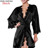 Bridesmaid Nightwear Sexy Wedding Dressing Gown Lace Silk Kimono Bathrobe Women Short Satin Bride Robe Nighties Sleepwear