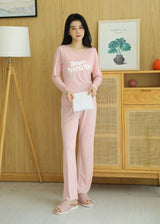 2PCS Pajama Sets Women Long Sleeve Modal Loose Breathable Soft Oversized Ladie's Korean Home Clothing Comfortable Pyjamas Suit