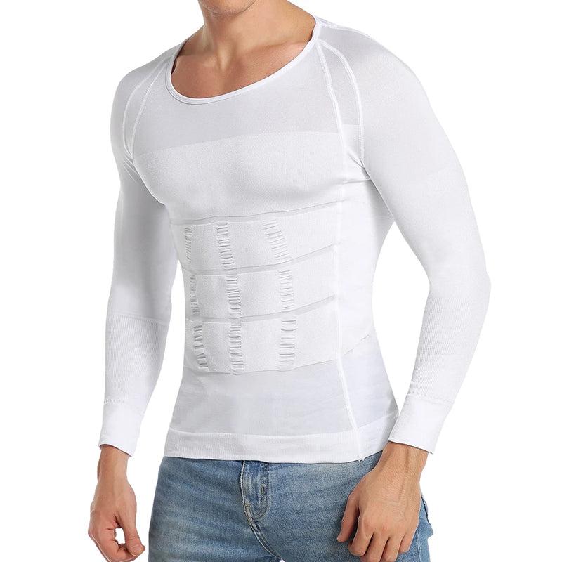 Men Body Shaper Long Sleeve Compression Shirts Winter Base Layer T-Shirt Slimming Underwear Tummy Control Shapewear Workout Tops