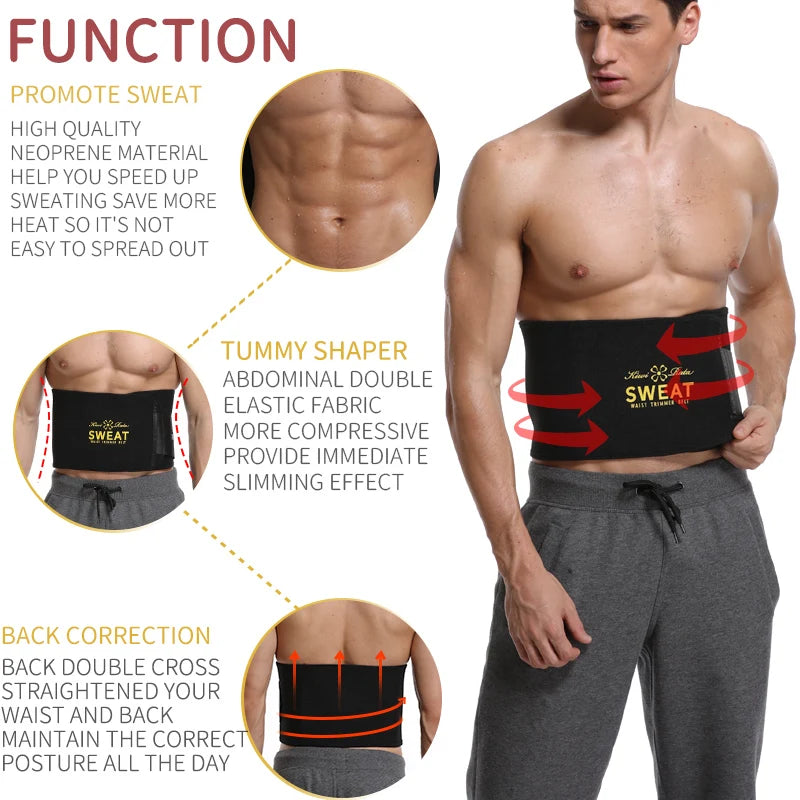 Men Waist Trainer Belly Shapers Slimming Belt Abdominal Promote Sweat Body Shaper Weight Loss Shapewear Trimmer Girdle Shapewear