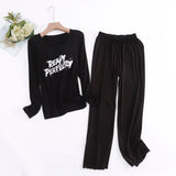 2PCS Pajama Sets Women Long Sleeve Modal Loose Breathable Soft Oversized Ladie's Korean Home Clothing Comfortable Pyjamas Suit