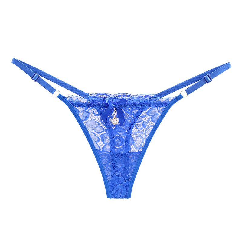 Cotton Underwear For Women Plus Size Women Sheer Lace Thong Adjustable Waist Bow Mesh Sexy Seamless Panties Calcinhas Feminina