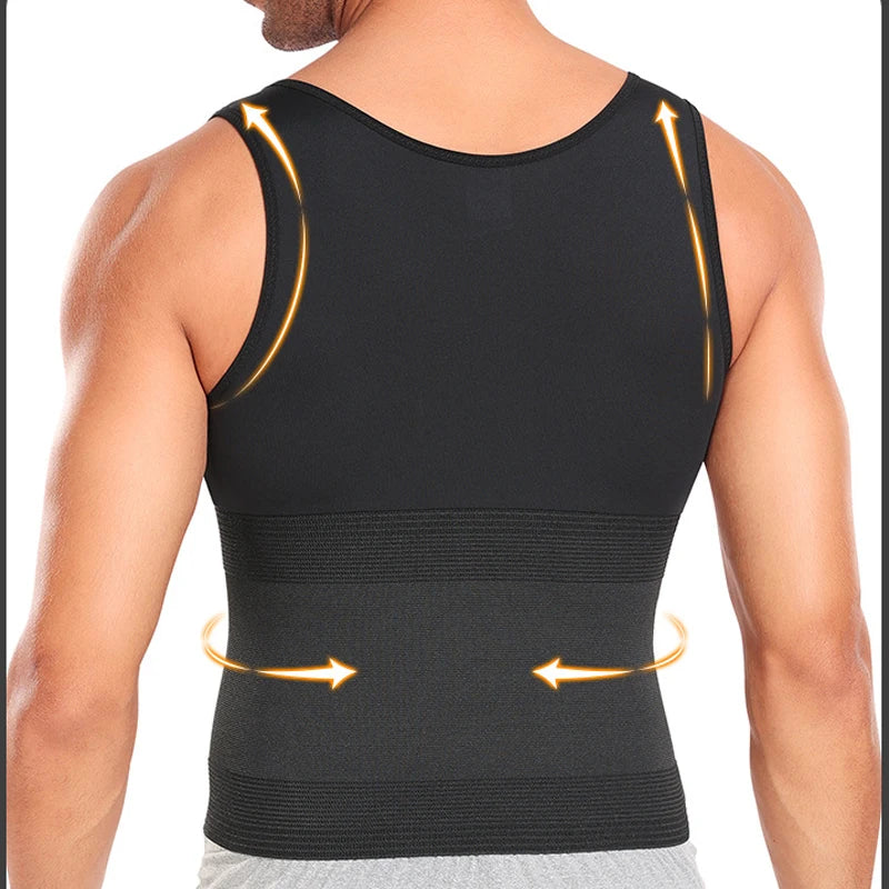 Men Slimming Body Shaper Vest Shirt Abs Abdomen Waist Trainer Corset Tummy Control Compression Tank Top Sleeveless Shapewear