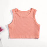 Toddler Kids Girls Crop Top Summer Racerback Camisoles Top Sleeveless Sports Dance Vest For Undershirts Teenager Tank Tops