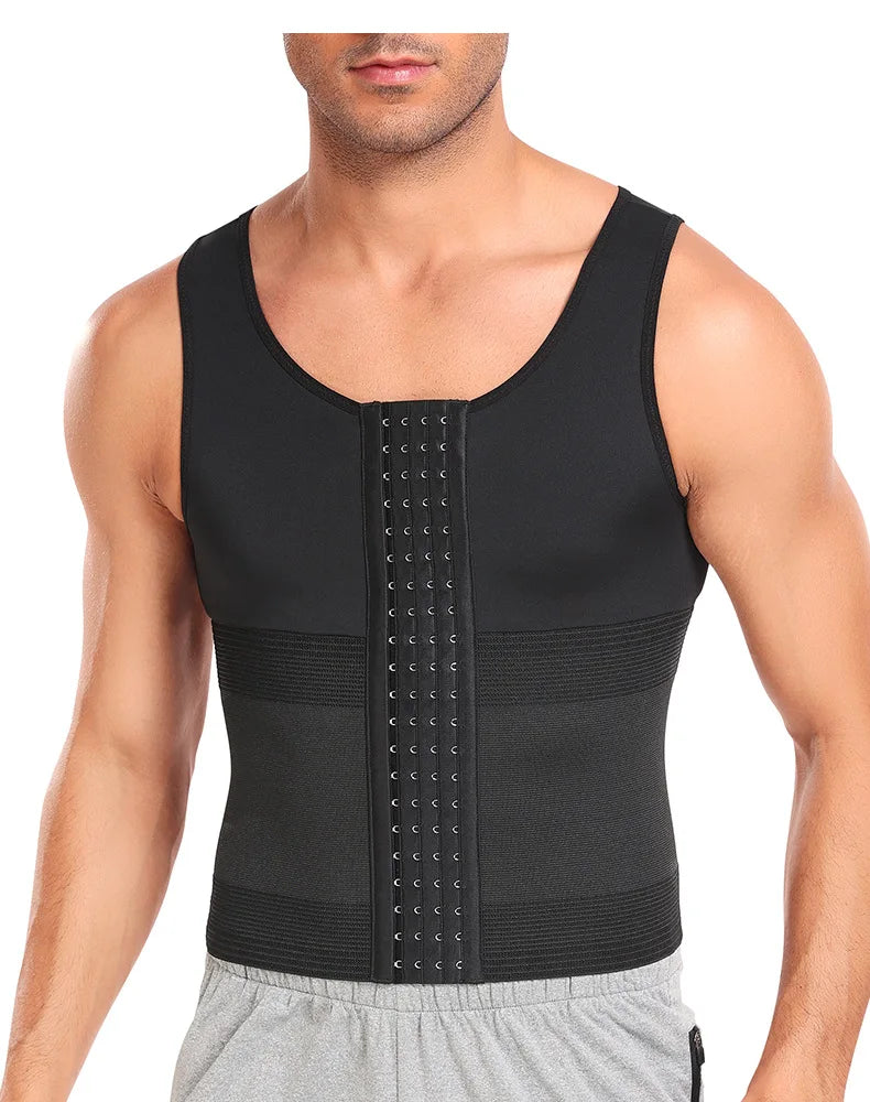 Men Slimming Body Shaper Vest Shirt Abs Abdomen Waist Trainer Corset Tummy Control Compression Tank Top Sleeveless Shapewear