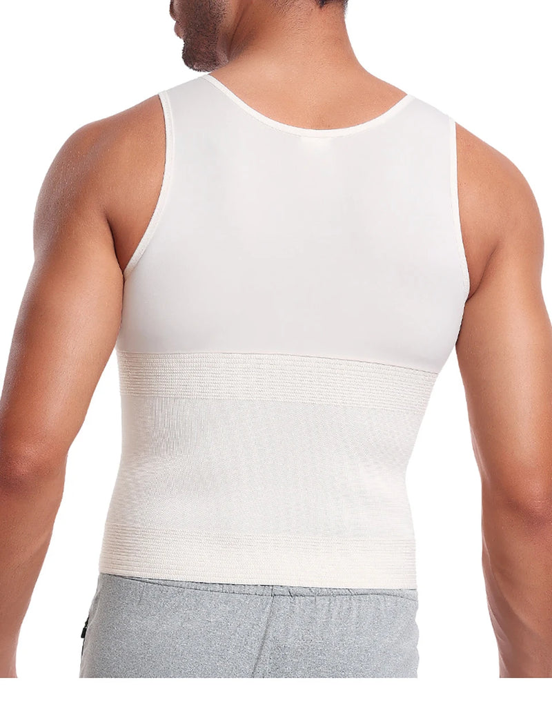 Men Gynecomastia Compression Tank Top Waist Trainer Belt Slimming Sheath 4 Rows of Hook Shapewear Vest Tight Fitting Shirts Band