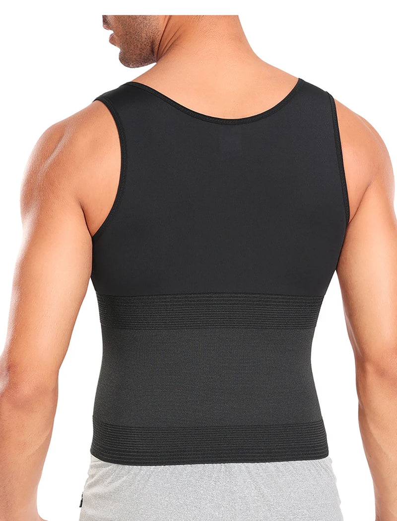 Men Gynecomastia Compression Tank Top Waist Trainer Belt Slimming Sheath 4 Rows of Hook Shapewear Vest Tight Fitting Shirts Band