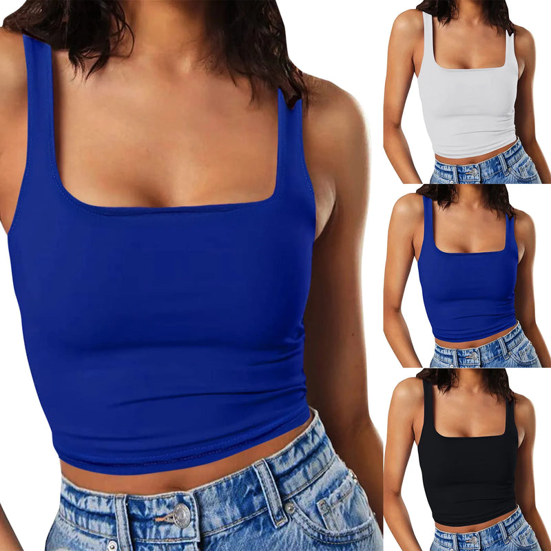 2023 New Fashion Women Sexy Crop Top Solid Color Camisoles Tank Tops Y2k Harajuku Ladies Casual Sleeveless Slim Camis Vest