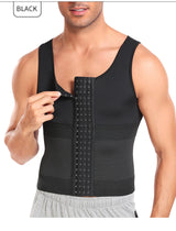 Men Gynecomastia Compression Tank Top Waist Trainer Belt Slimming Sheath 4 Rows of Hook Shapewear Vest Tight Fitting Shirts Band