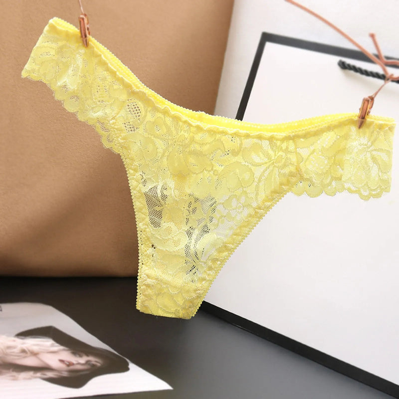 G String Thongs For Women Sexy Lace Panty Temptation Underwear Transparent Intimates Solid Color Lingerie  Low Waist Panties