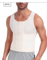 Men Gynecomastia Compression Tank Top Waist Trainer Belt Slimming Sheath 4 Rows of Hook Shapewear Vest Tight Fitting Shirts Band