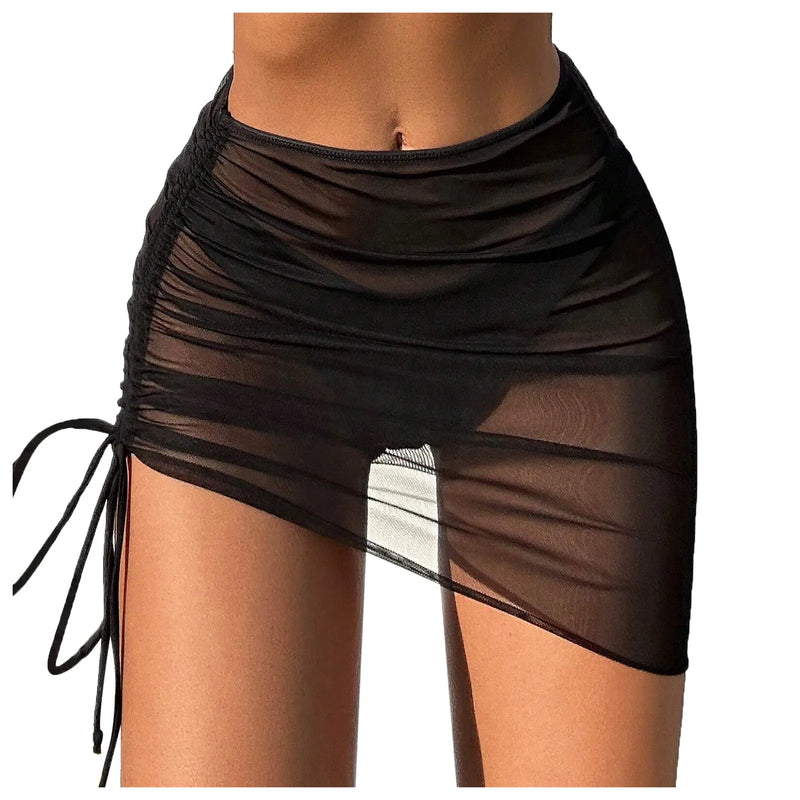 Woman Clothing Sheer Wrap Knot Waist Skirt Cover Up Skirt Beach Wrap Bikini Shiny Wraps Cover Ups For Swimwear купальник женский