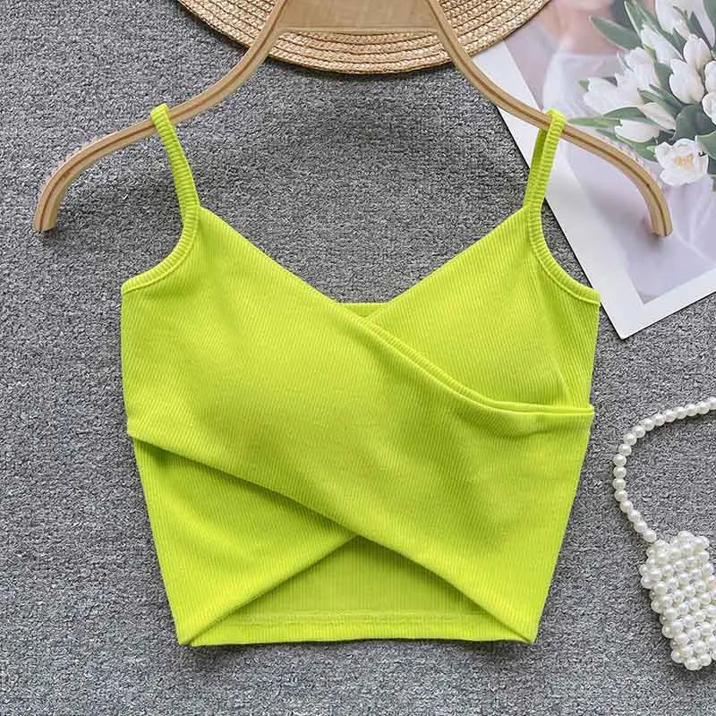  Irregular Casual Sport Camisole Women Strap Design Solid Fashion 2024 Y2K Elegant Ladies Chic Slim Tank Tops