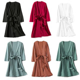 Satin Robe Female Intimate Lingerie Sleepwear Silky Bridal Wedding Gift Casual Kimono Bathrobe Gown Nightgown Sexy Nightwear