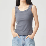 Wide Strap Scoop Neck Cotton Tank Top Women Slim Summer Tops M-XL