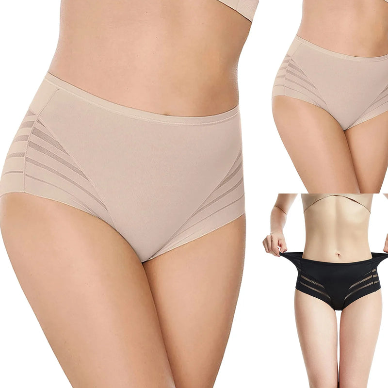 Women Seamless Ice Silk Panties Hollow Out Patchwork G-String Elastic High Waist Thong Hip Lifting Breathable Brief Tangas Mujer