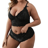 Ladies Plus Size Lingerie Set Sexy Lace Halter Bralette High Waist Panty Sets Pure Desire Langerie For Fine Women Intimates