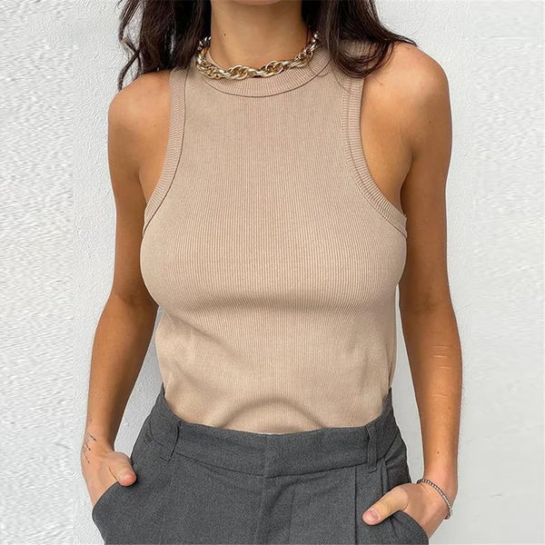 Women Solid Round Sleeveless Camis Tank Top Women Vest Camisole Summer Basic Elastic Tank Top Women O Neck Solid Tank Top Y2k