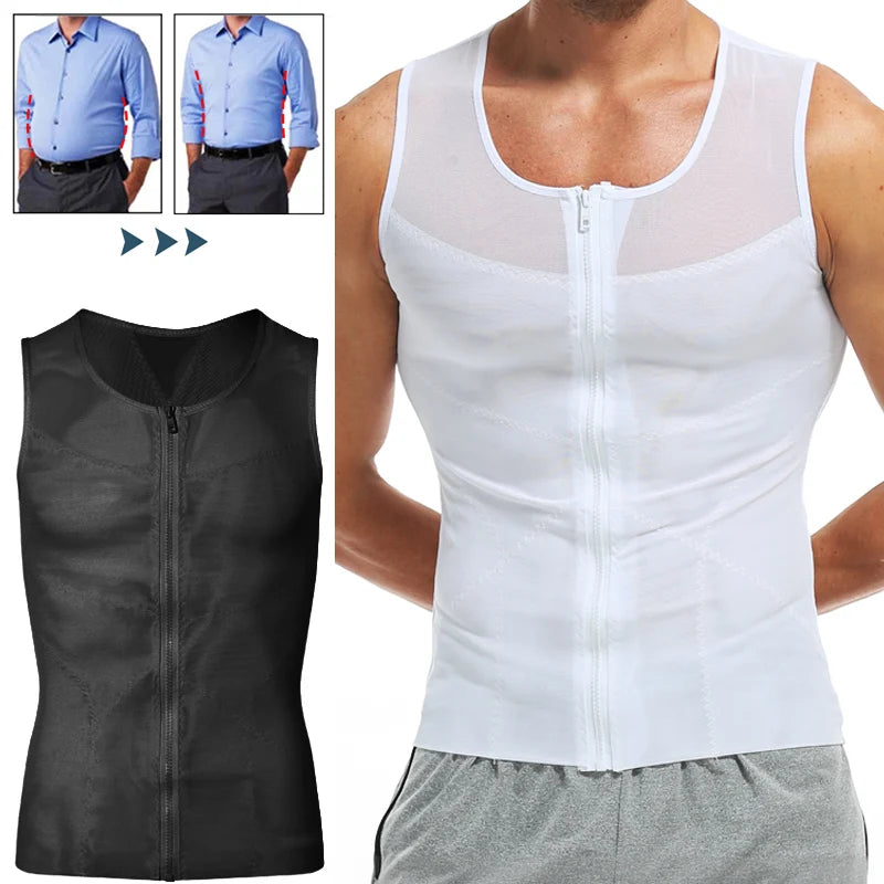 Men Compression Shirt Slimming Body Shaper Belly Tummy Shapewear Abdomen Reducer Corset Top Gynecomastia Slim Tummy Shapers Vest