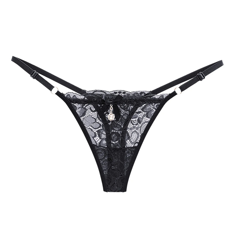 Cotton Underwear For Women Plus Size Women Sheer Lace Thong Adjustable Waist Bow Mesh Sexy Seamless Panties Calcinhas Feminina