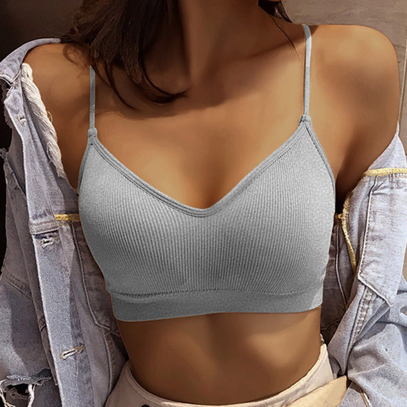 Sports Bras For Woman V Neck Top Vest Soild Traceless Bras Ladies Underwears Sport Thin Bralette Womens' Langerie Ropa De Mujer