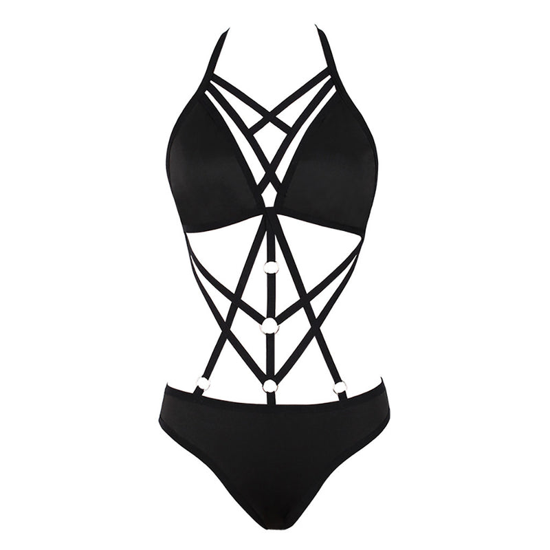 Sexy Halter Bandage Deep V Bra Set Women's Intimates Sexy Bra&Brief Sets Black Bralette Lingerie Sets Erotic Sexy Underwear Set