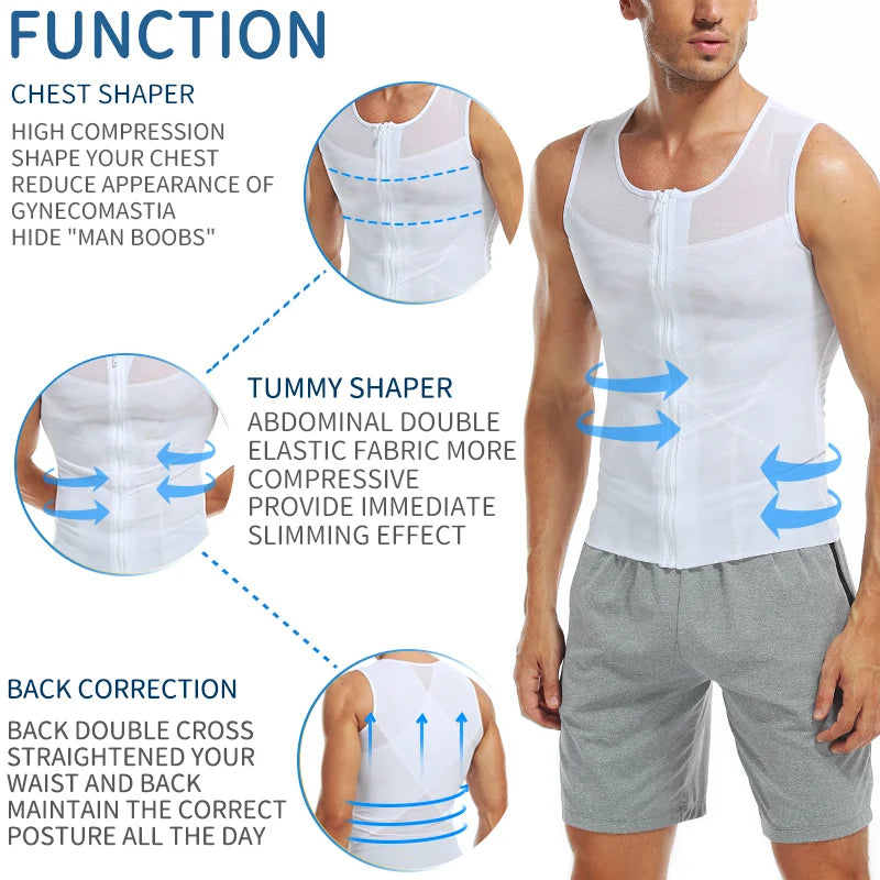 Men Compression Shirt Slimming Body Shaper Belly Tummy Shapewear Abdomen Reducer Corset Top Gynecomastia Slim Tummy Shapers Vest