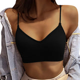 Sports Bras For Woman V Neck Top Vest Soild Traceless Bras Ladies Underwears Sport Thin Bralette Womens' Langerie Ropa De Mujer