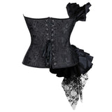 Black Bustiers And Corset Top Ruffle Lace Decoration Gothic Waist Trainer Body Shaper Sexy Overbust Corsets