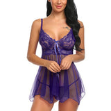 Front Split Halter Nightgown Women'S Underwear Lace Lace Sexy Female See Through Erotic Babydoll Bodysuit Open Bra Lingerie