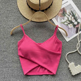  Irregular Casual Sport Camisole Women Strap Design Solid Fashion 2024 Y2K Elegant Ladies Chic Slim Tank Tops