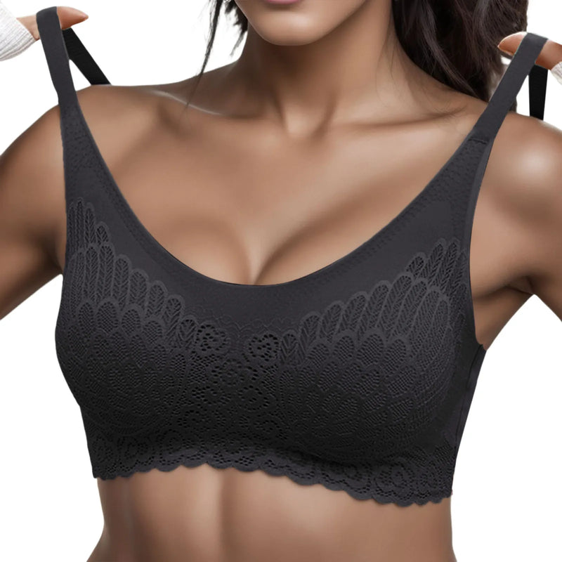 Woman High Elastic Lace Thin Underwear Female Transparent Lace Panel Bras Sexy Lingerie Bralette Female Push Up Chest Pad Bras