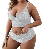 Ladies Plus Size Lingerie Set Sexy Lace Halter Bralette High Waist Panty Sets Pure Desire Langerie For Fine Women Intimates