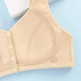 Women 36-48 Soft Cotton Lingerie Bra Wire Free Front Closure Bralette Tops Wide Shoulder Strap Underwear Brassiere Ladies Bras