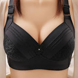 Women Bralette No Underwire Padded Wide Straps Breathable Soft Sexy Push Up Full Coverage Middle-aged Mom Ladies Wireless Bra