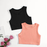 Toddler Kids Girls Crop Top Summer Racerback Camisoles Top Sleeveless Sports Dance Vest For Undershirts Teenager Tank Tops