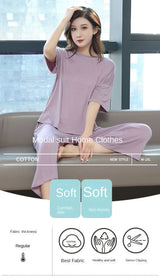 Cropped Trousers Thin Summer Loose Can Be Worn Outside Loungewear Set Refreshing Soft Modal Pajamas Ms. Summertime Short Sleeve