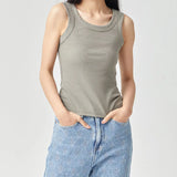 Wide Strap Scoop Neck Cotton Tank Top Women Slim Summer Tops M-XL