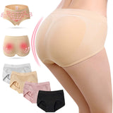 Women Soft Seamless Briefs Sexy Enhancer Hip Up Panties Solid Color Intimates Buttock Silicone Bum Padded Butt Underwear