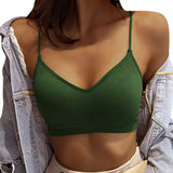 Sports Bras For Woman V Neck Top Vest Soild Traceless Bras Ladies Underwears Sport Thin Bralette Womens' Langerie Ropa De Mujer