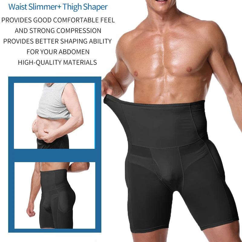 Men Padded Boxer Underwear Butt Lifter Shapewear Removable Pads Hip Enhancer Tummy Control Shorts High Waist Body Shaper Panties