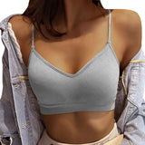 Sports Bras For Woman V Neck Top Vest Soild Traceless Bras Ladies Underwears Sport Thin Bralette Womens' Langerie Ropa De Mujer