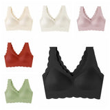 Comfortable Ruffle Seamless Padded Bra Wide Strap Beauty Back Women's Push Up Bra Vest Tops Bralette Wireless Bra Female