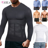 Men Body Shaper Long Sleeve Compression Shirts Winter Base Layer T-Shirt Slimming Underwear Tummy Control Shapewear Workout Tops