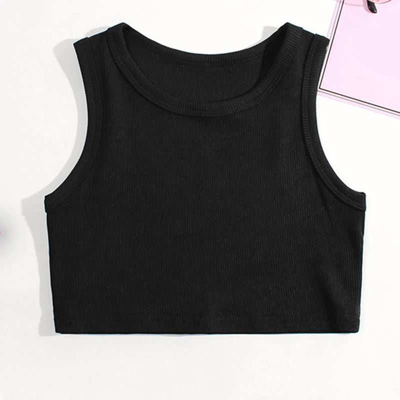 Toddler Kids Girls Crop Top Summer Racerback Camisoles Top Sleeveless Sports Dance Vest For Undershirts Teenager Tank Tops