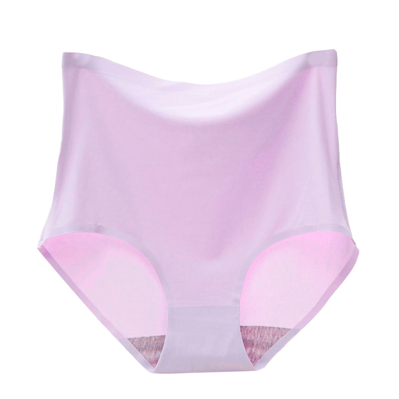 High Waist Ice Silk Seamless Panties Sexy Solid Color Underpants Breathable Microfiber Modis Briefs Ropa Interior Femenina